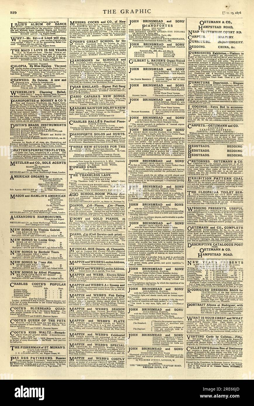 Page from an old Victorian English newspaper, Adverts and notices, 1870s, 19th Century Stock Photo