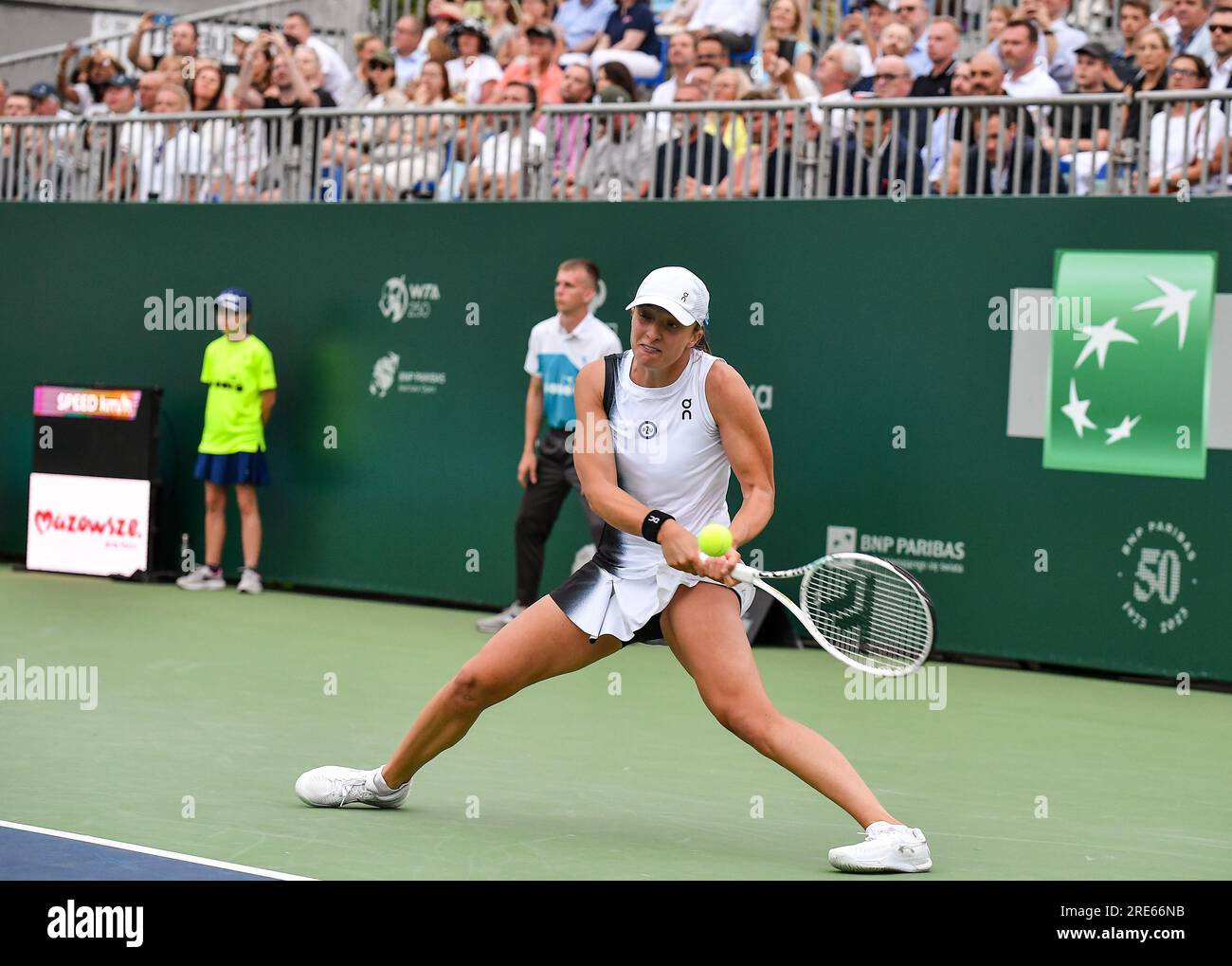 Warsaw, Poland. 25th July, 2023. Iga Swiatek during WTA250 BNP Paribas