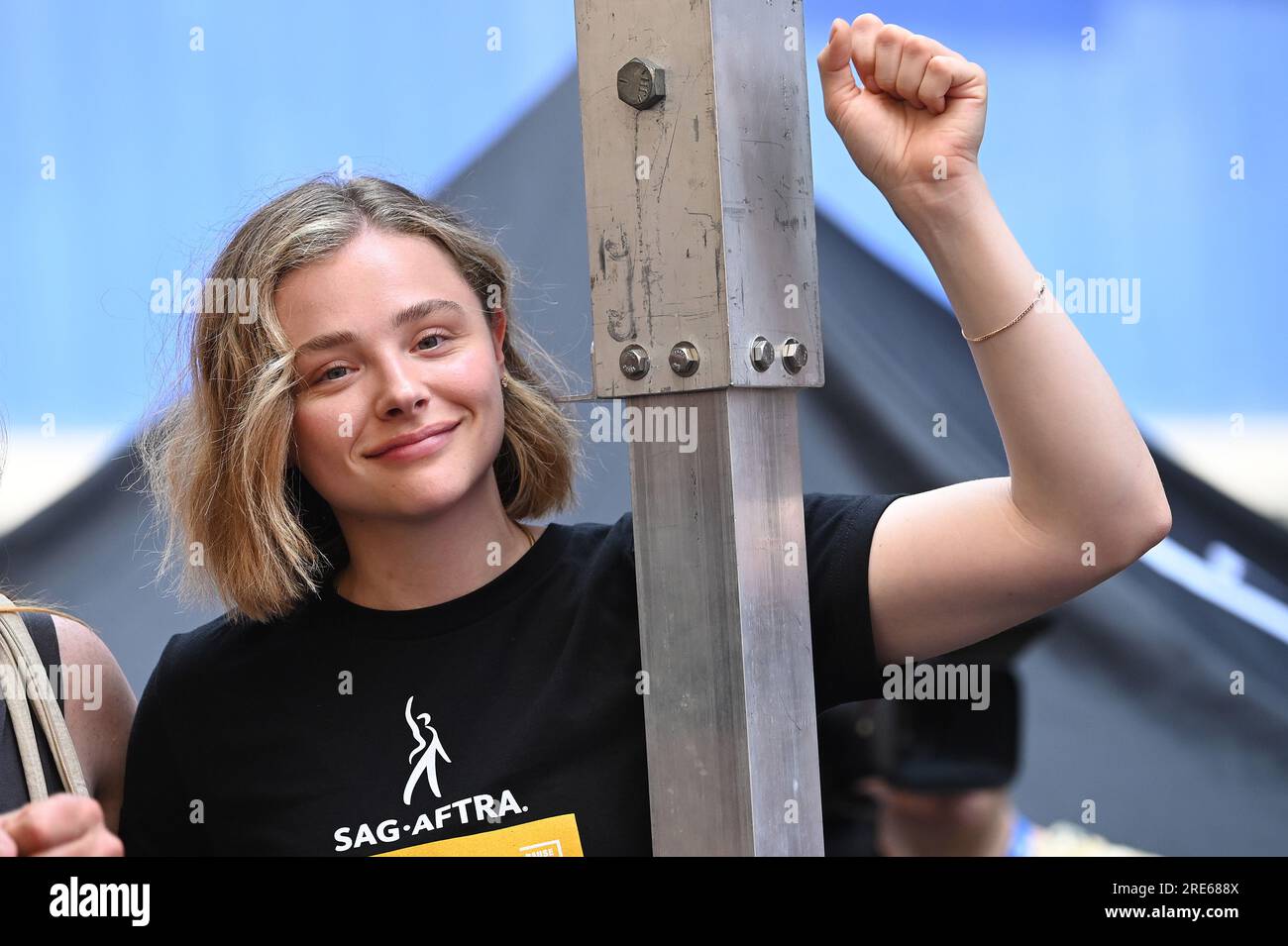 July 24, 2023, New York City, New York, USA: Actor CHLOE GRACE MORETZ seen  at SAG-AFTRA's ˜Rock the City for a Fair Contract' Rally held in Times  Square (Credit Image: © Nancy