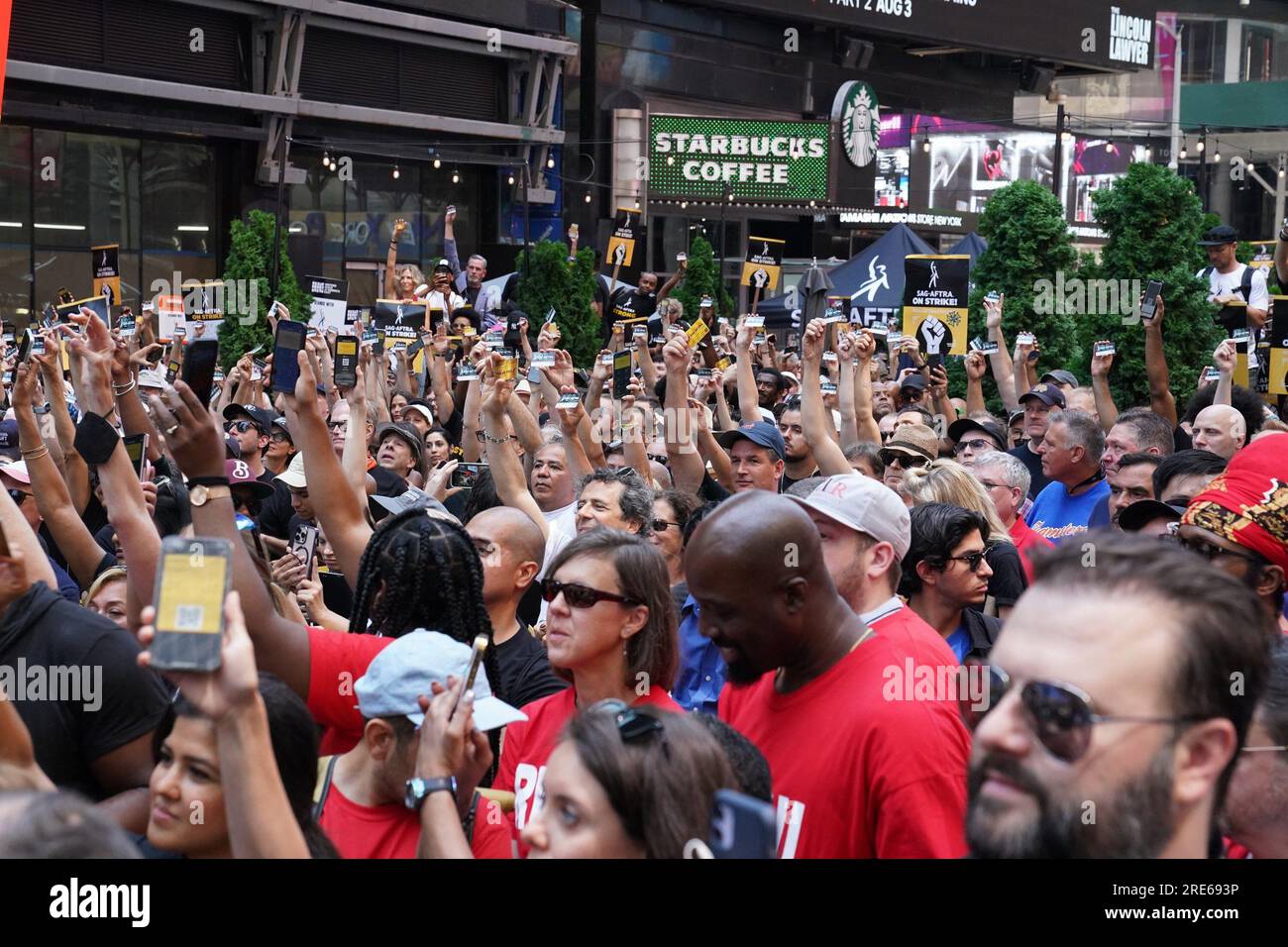 New York, NY, USA. 25th July, 2023. Union Members at a public ...