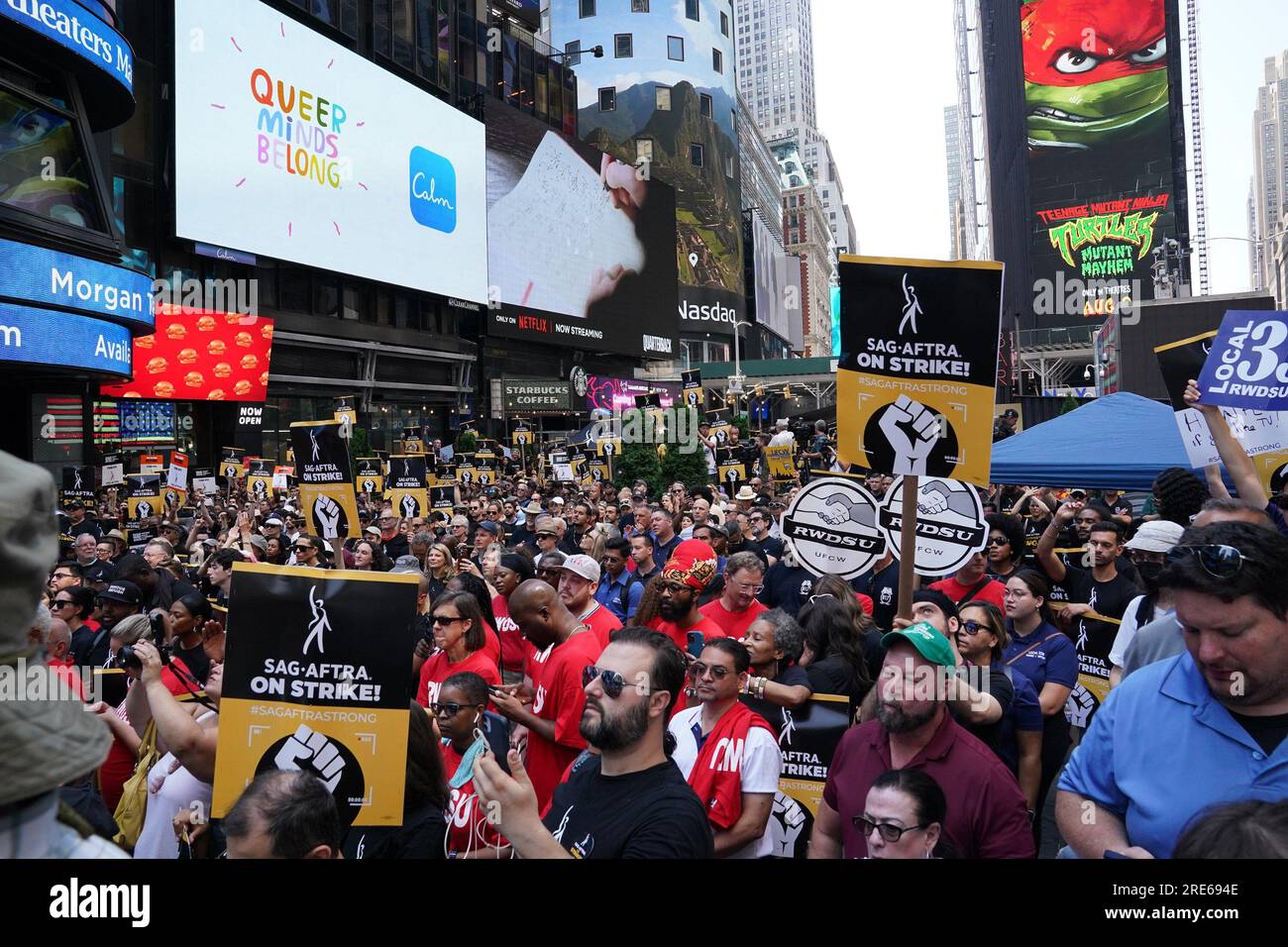 New York, NY, USA. 25th July, 2023. Strikers at a public appearance for ...