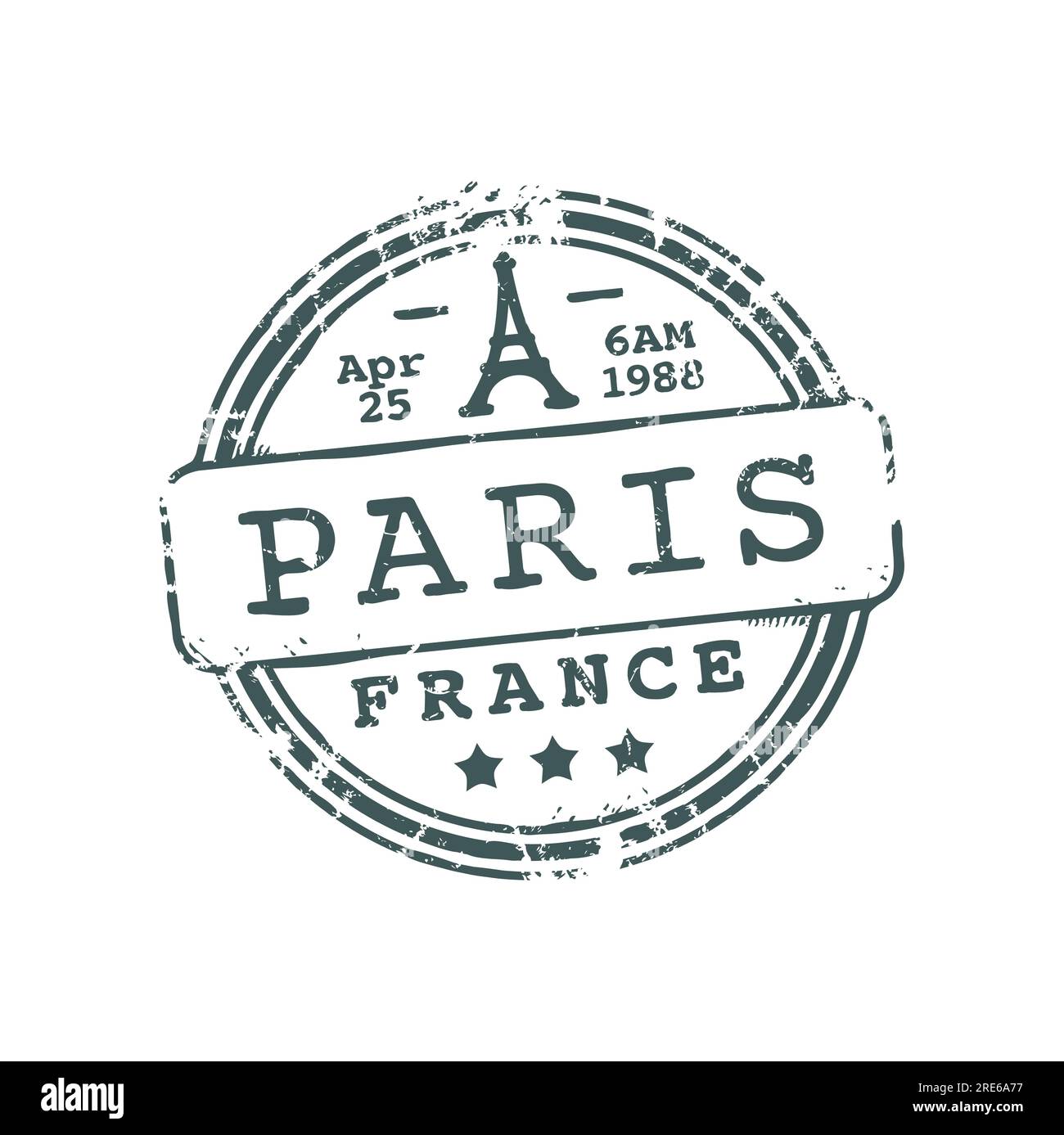 France Paris postage ink stamp, postmark of European country with Eiffel Tower. Vector rubber postal seal, postmark, postcard label print Stock Vector