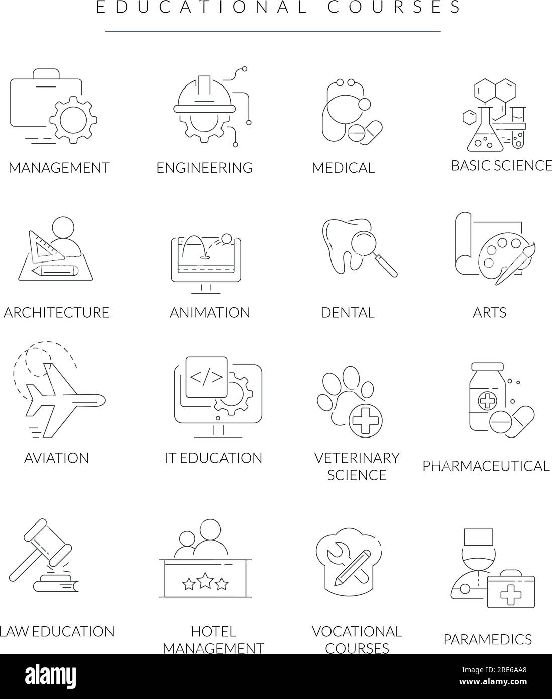 Degree Courses - Education Master Set - Stock Icon as EPS 10 File Stock