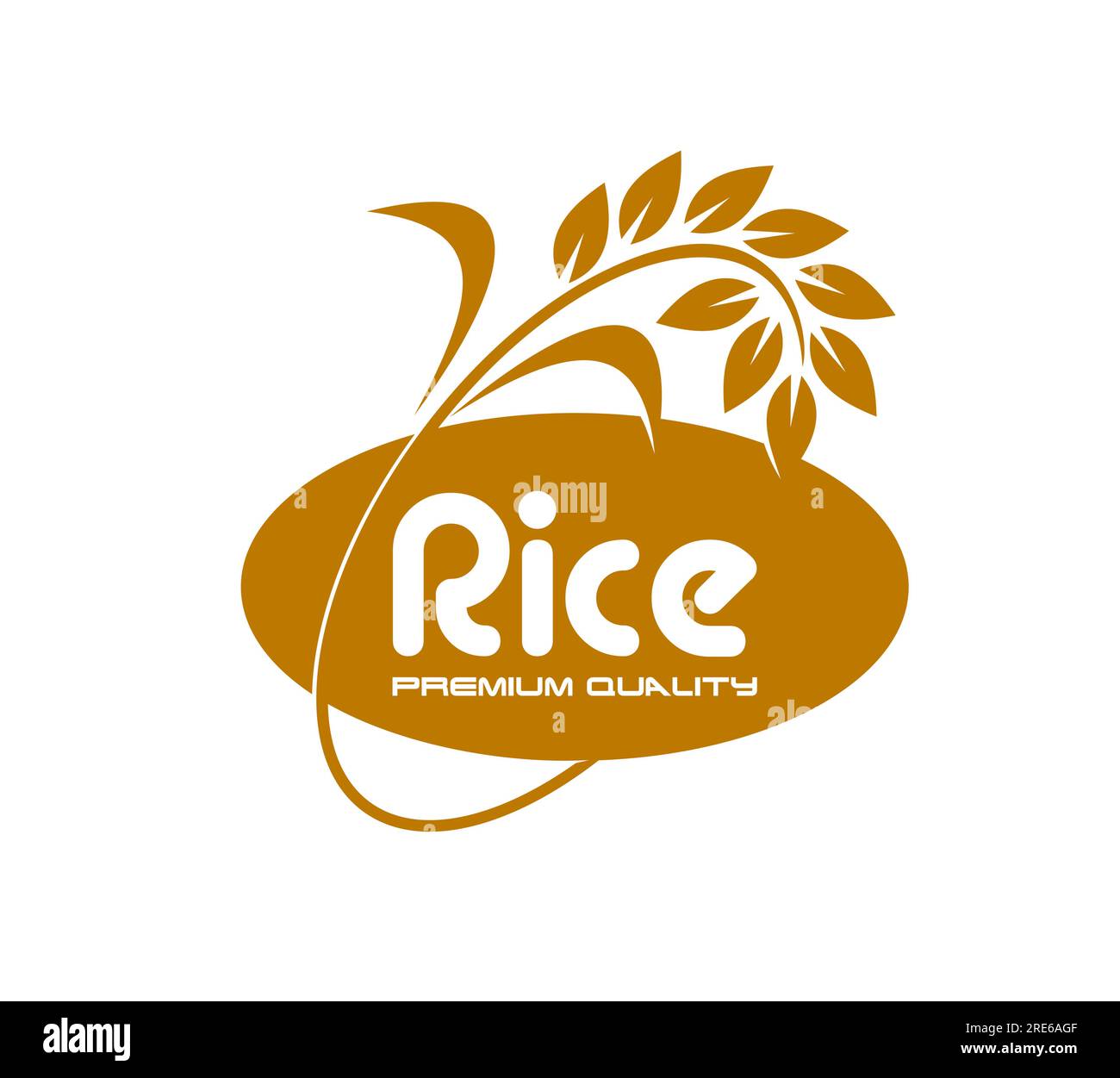 Rice icon of cereal grains and agriculture crop plant, vector farm food