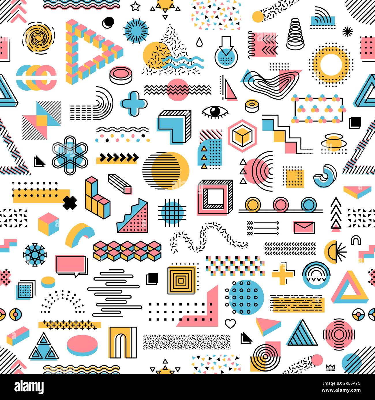 Memphis geometric shapes seamless pattern. Vector tile background ...