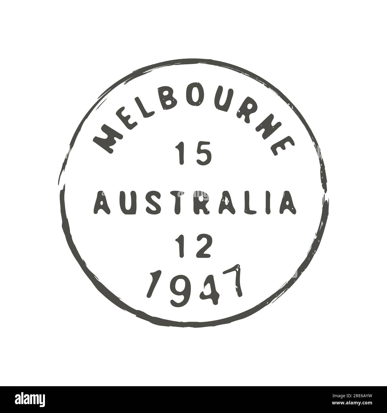 Melbourne postage and postal stamp. Post departure Oceania country or region post seal, mail delivery Australian city circle vector mark or postal envelope Australia Melbourne town round ink stamp Stock Vector