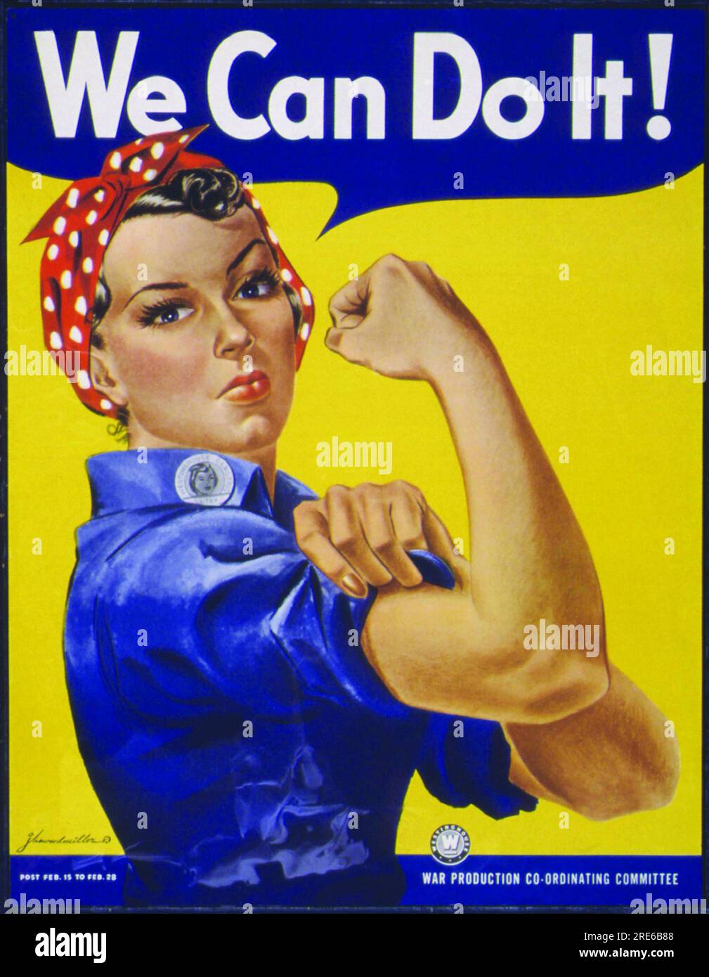 Title: 'We Can Do It!' Artist: J. Howard Miller (attributed to) Date: 1943 Dimensions: Not specified Medium: Poster Location: United States Stock Photo