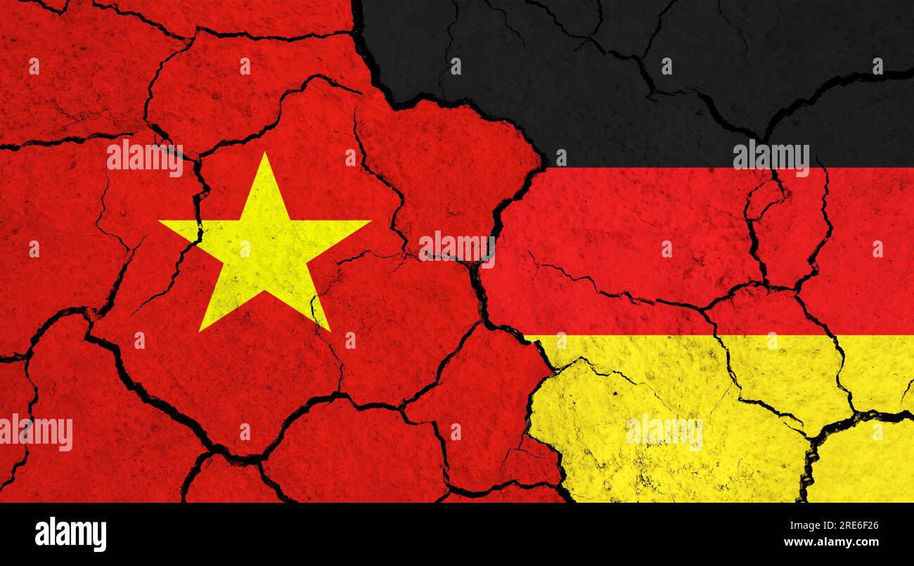 Flags of Vietnam and Germany on cracked surface Stock Photo - Alamy