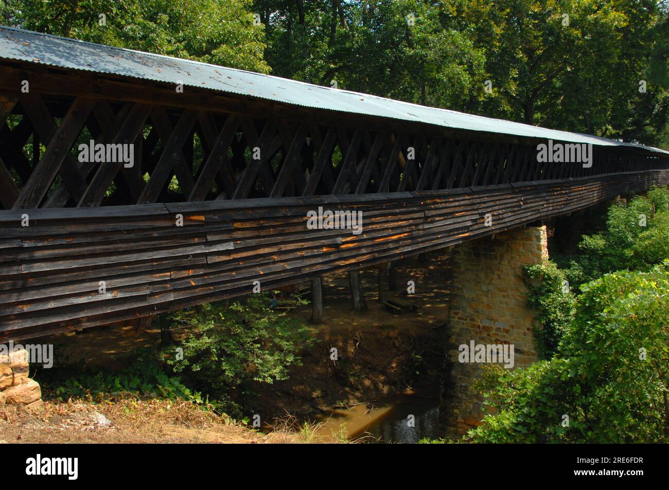 Clarkson Covered Bridge, in Cullman, Alabama, is wooden and extremely