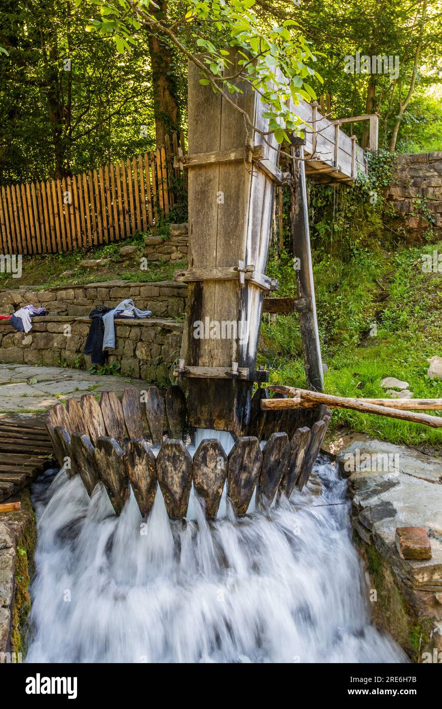 Ancient fulling mill or washing mashine in Etar, Bulgaria Stock Photo