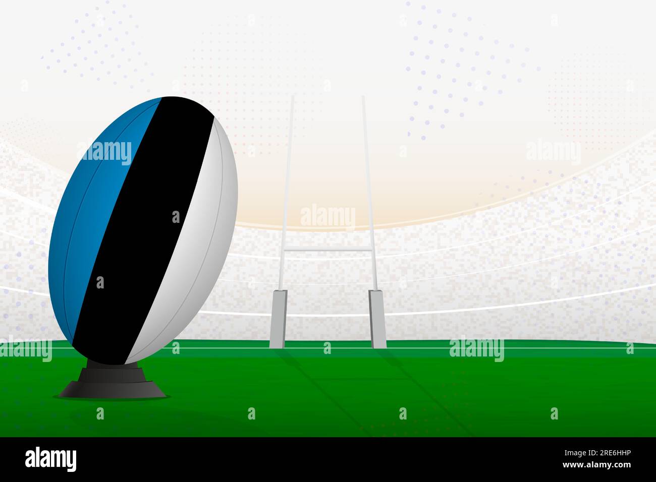 Estonia national team rugby ball on rugby stadium and goal posts