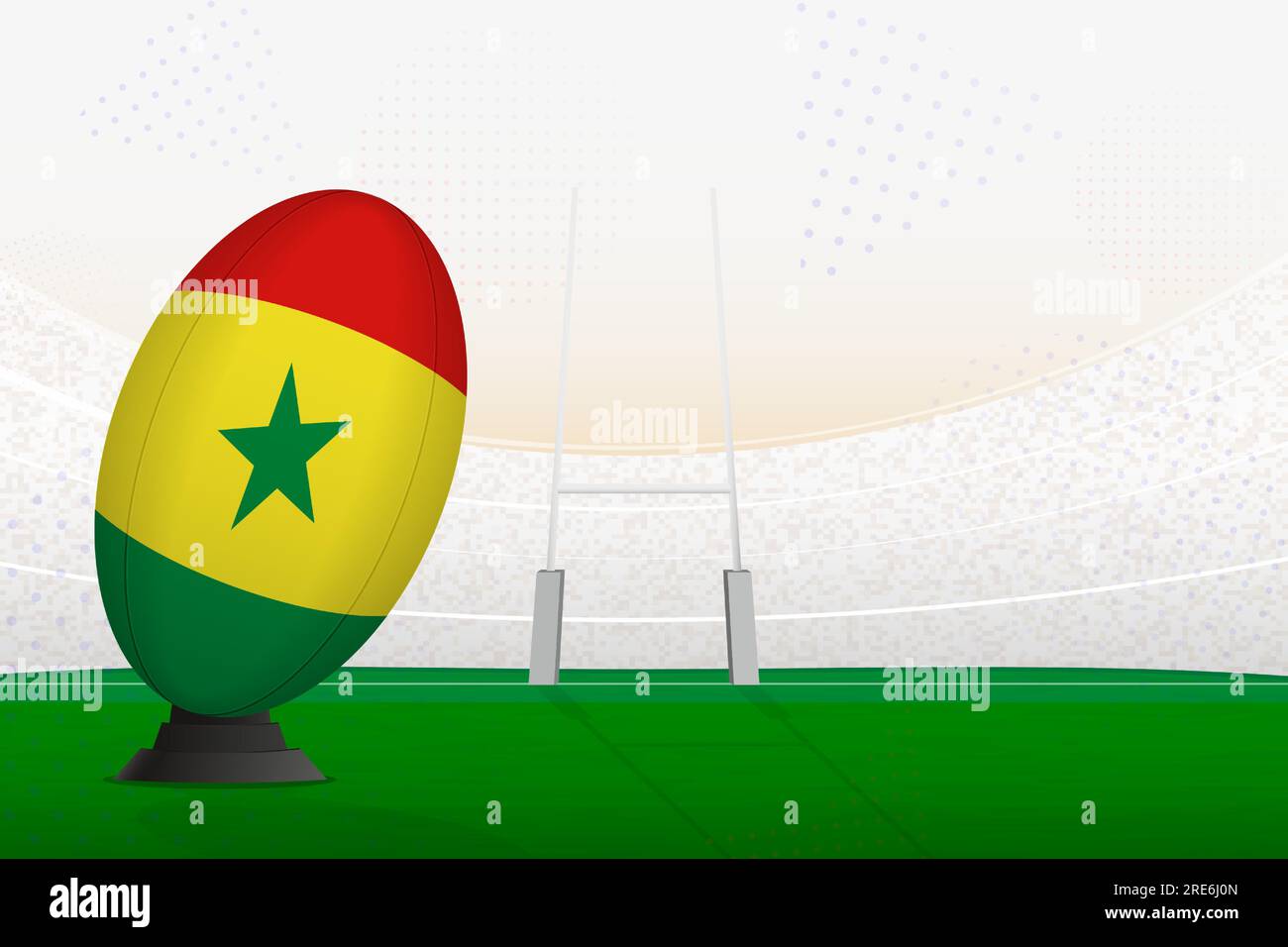 Senegal national team rugby ball on rugby stadium and goal posts ...