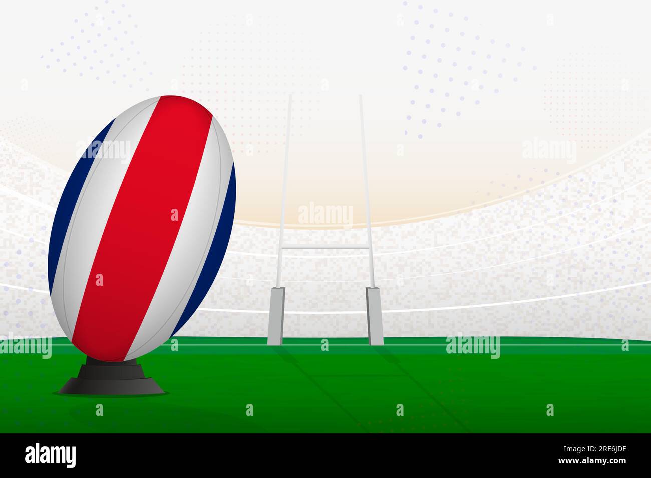 Costa Rica national team rugby ball on rugby stadium and goal posts