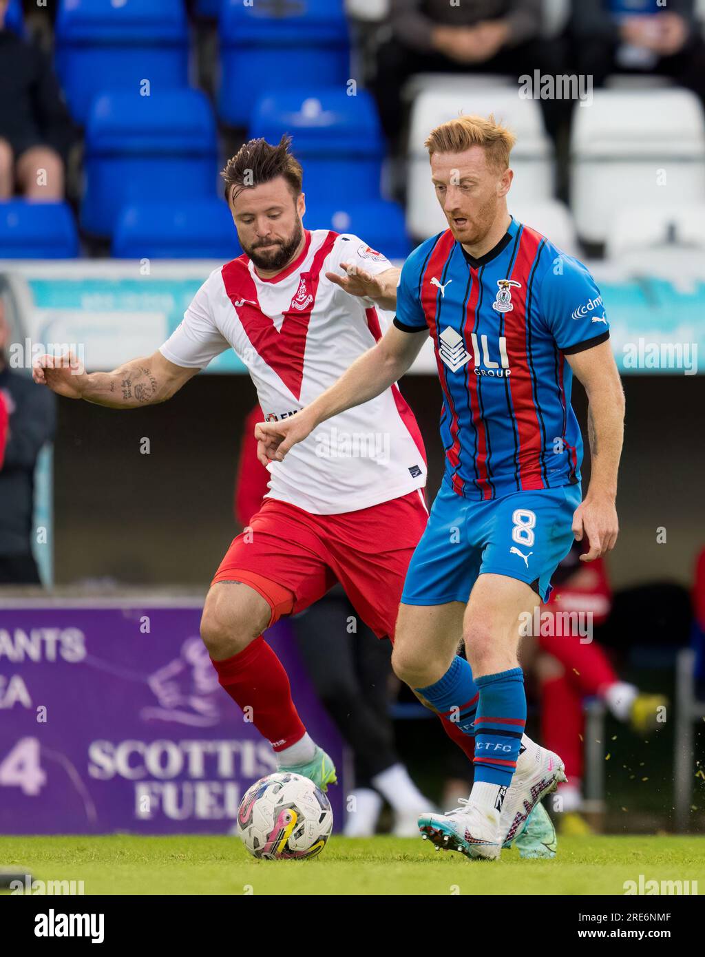 Caledonian Stadium, Inverness, UK. 25th July, 2023. This is from the Viaplay Cup tie between Inverness Caledonian Thistle FC (ICT) and Airdrieonians FC. PICTURE CONTENT:- ICT - David Carson Credit: JASPERIMAGE/Alamy Live News Stock Photo