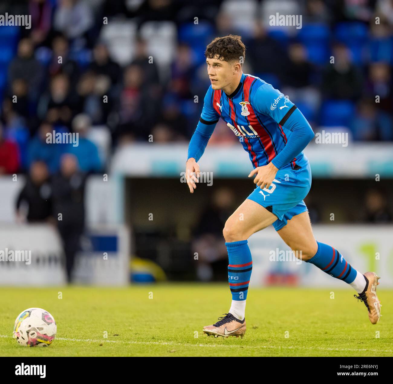 Caledonian Stadium, Inverness, UK. 25th July, 2023. This is from the Viaplay Cup tie between Inverness Caledonian Thistle FC (ICT) and Airdrieonians FC. PICTURE CONTENT:- ICT - Zak Delaney Credit: JASPERIMAGE/Alamy Live News Stock Photo
