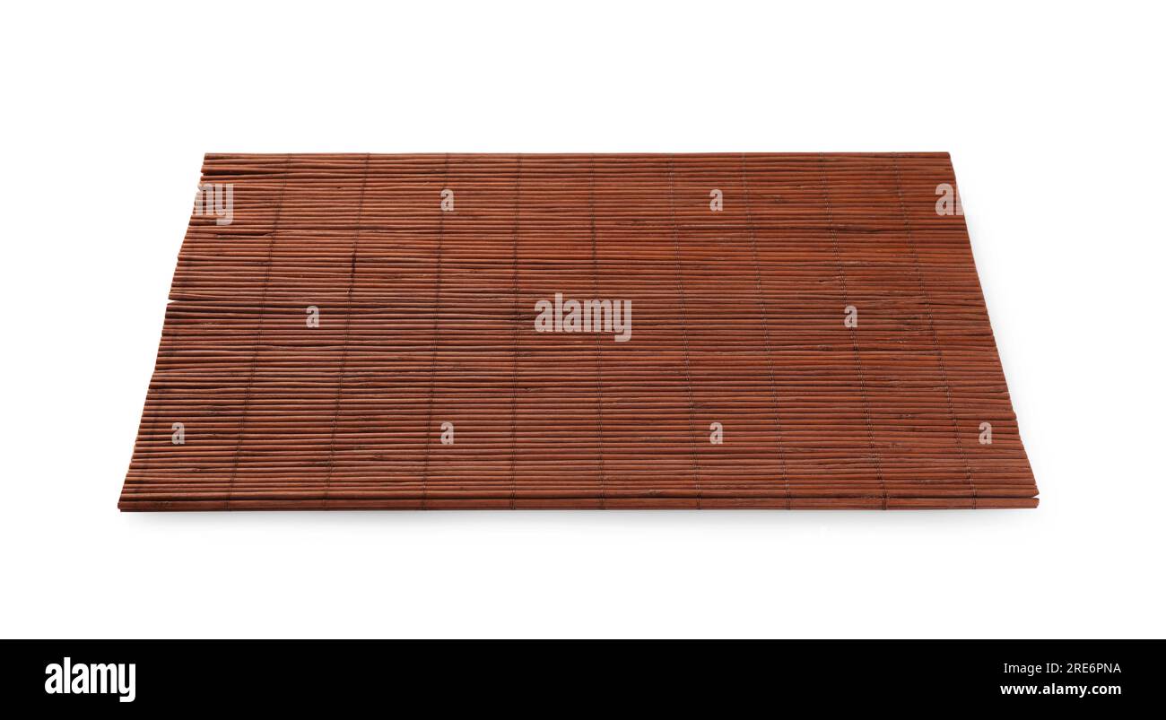Sushi mat made of bamboo on white background Stock Photo Alamy