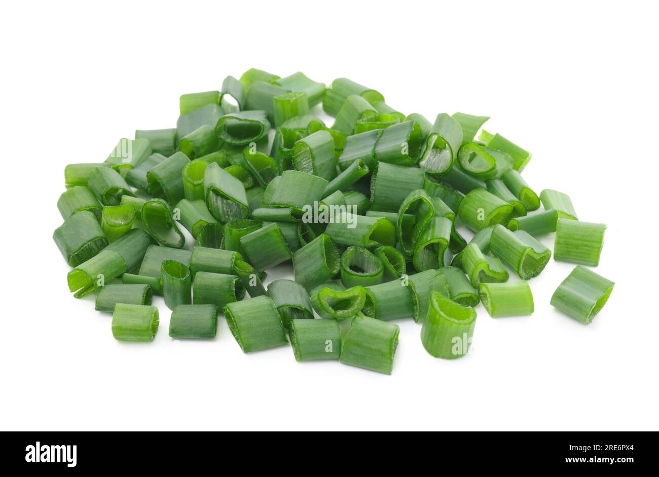 Chopped fresh green onions on white background Stock Photo - Alamy