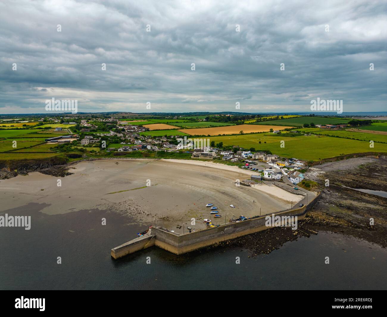 Aerial view of Loughshinny Beach and Harbour Stock Photo Alamy
