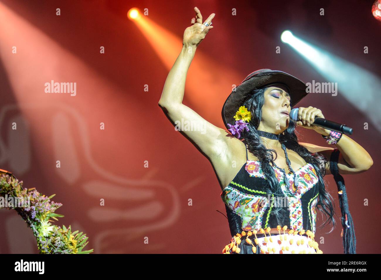 Mexican singer Lila Downs performing live Stock Photo