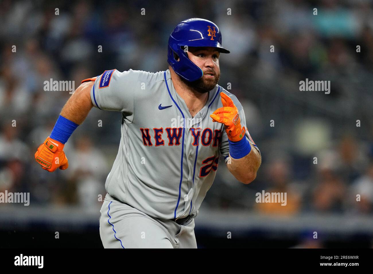 New York Mets' DJ Stewart during the fifth inning of a baseball game ...