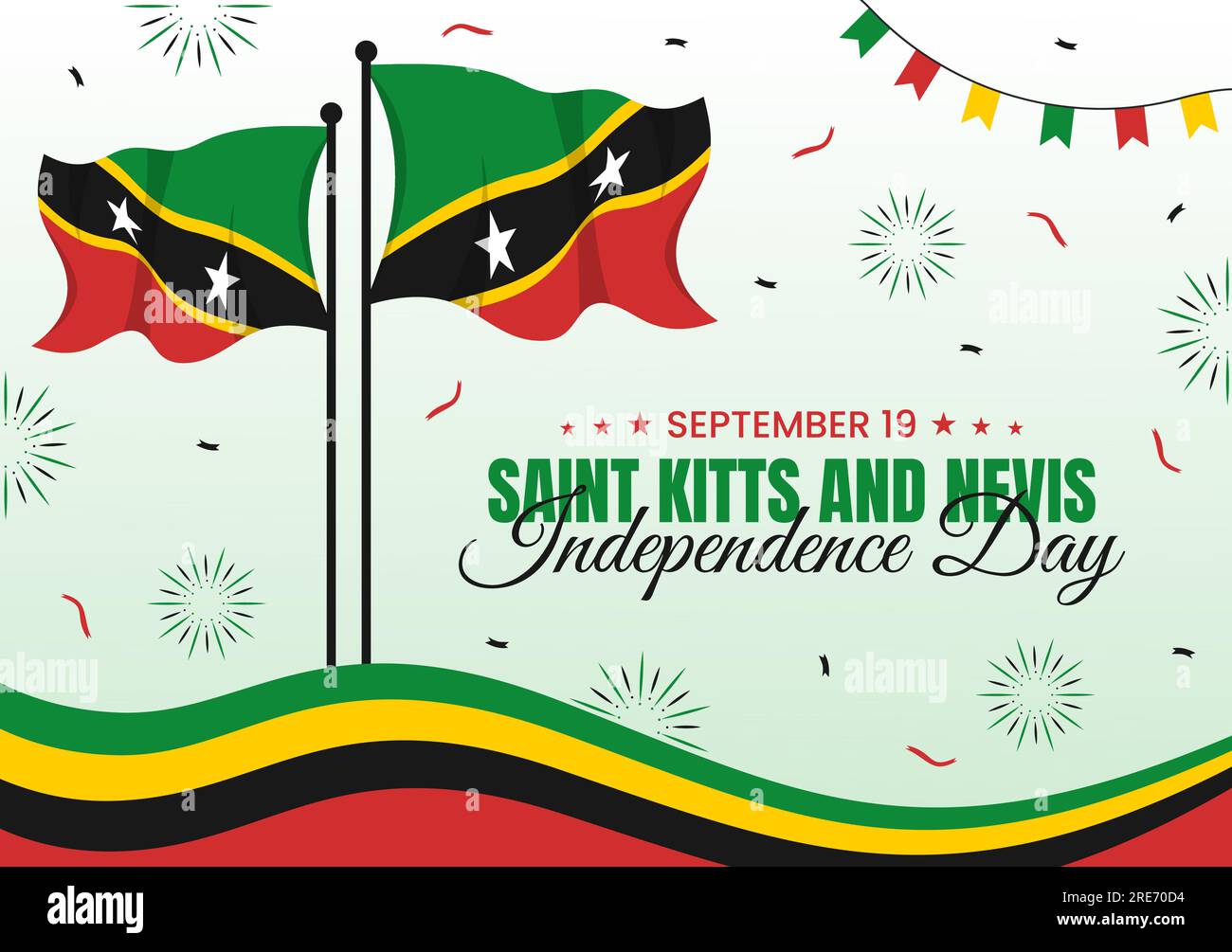 Happy Independence Day Saint Kitts and Nevis Vector Illustration with
