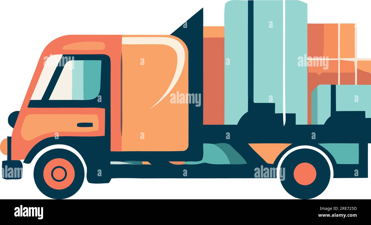 Truck with containers over white Stock Vector