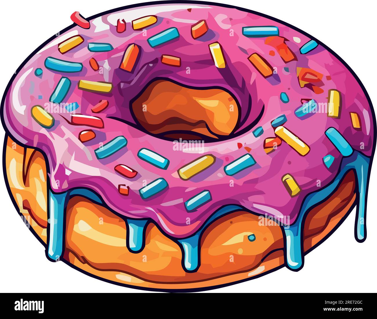 doughnut with multi colored icing over white Stock Vector