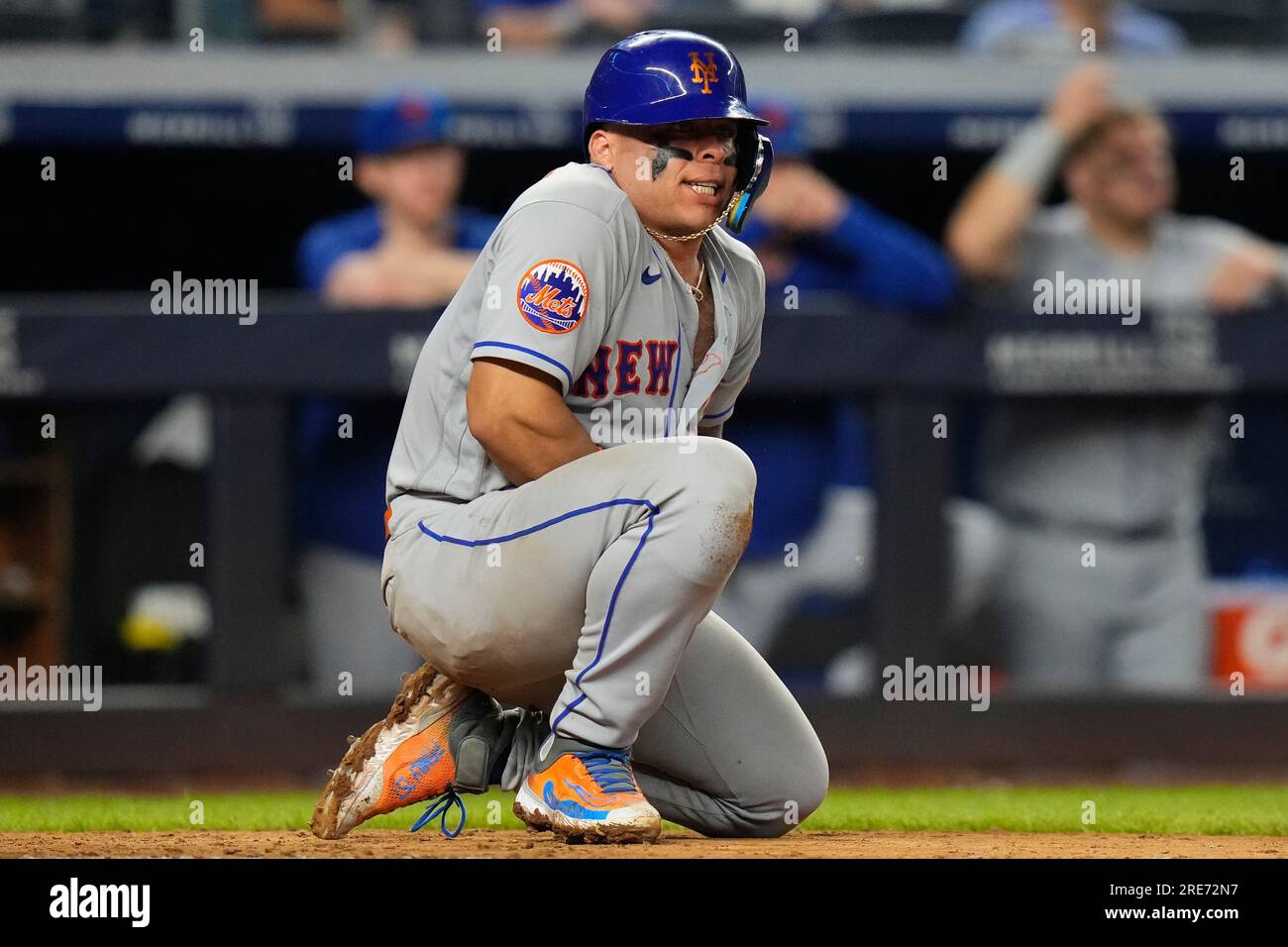 New York Mets Catcher Francisco Alvarez Reacts After Getting Hit By A ...