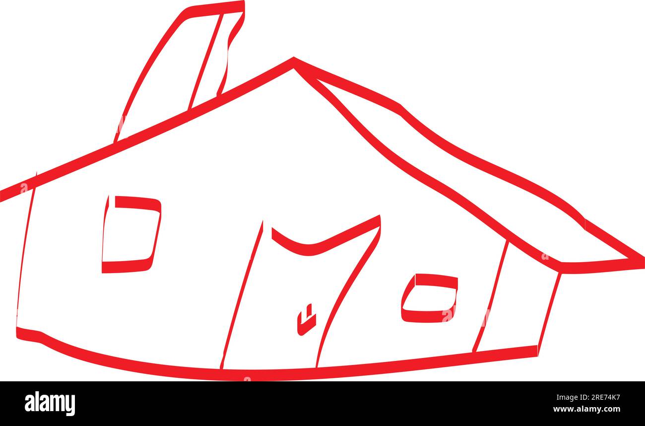 A simplistic red house sketched on a whiteboard Stock Vector