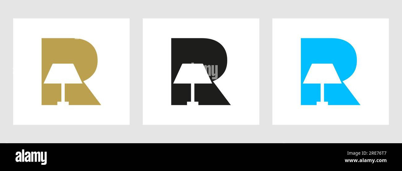 Lamp Logo On Letter R. Lamp Symbol Vector Template Stock Vector Image ...