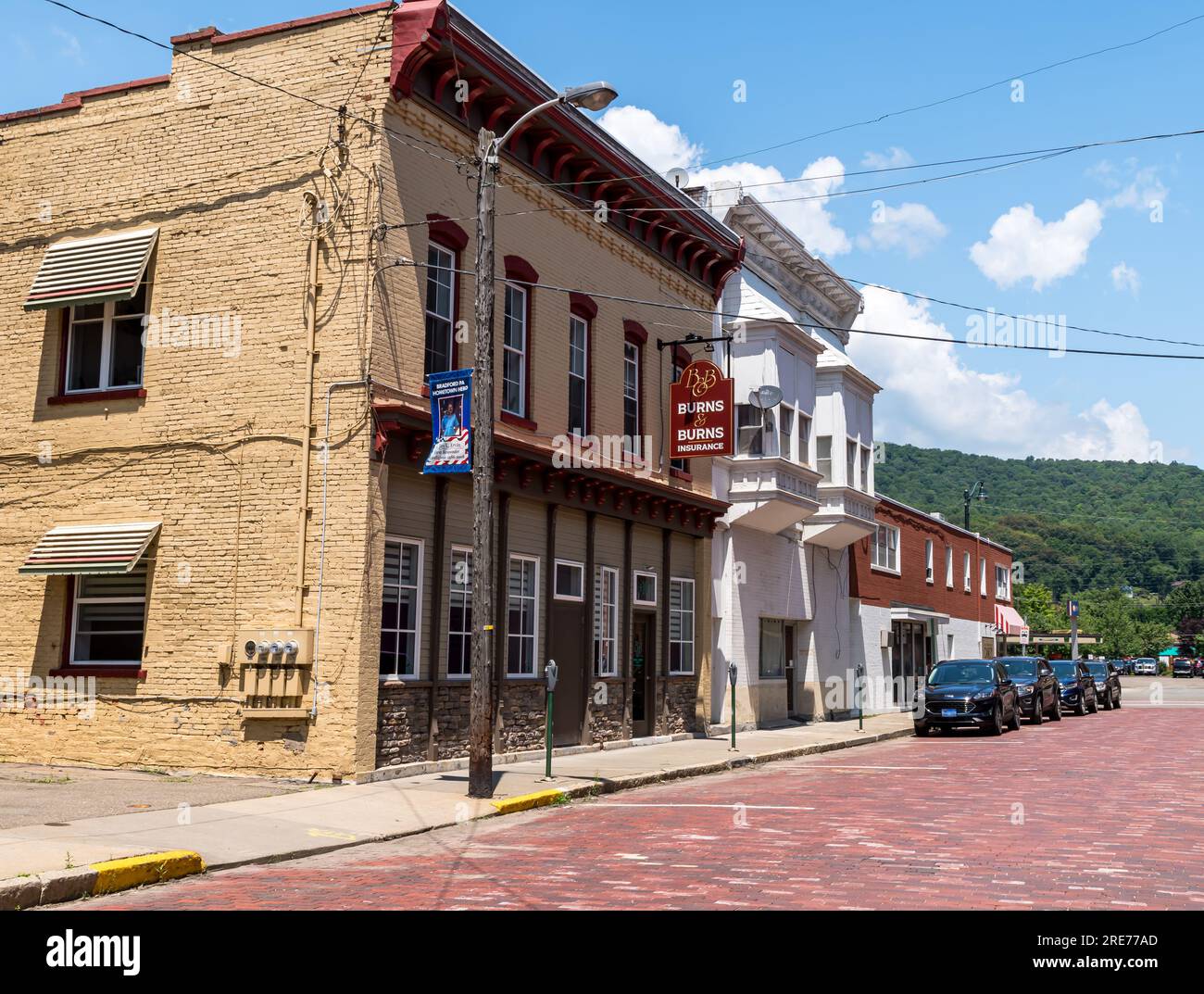 Buildings with businesses along Chestnut Street in Bradford, Pennsylvania, USA Stock Photo Alamy