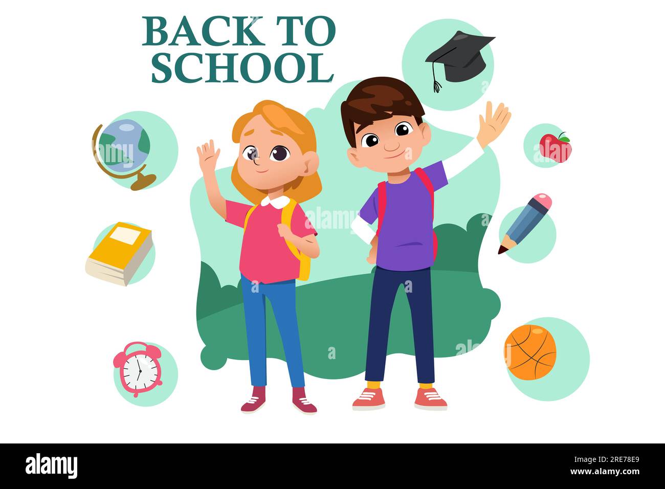 A vector illustration of kids going back to school concept Stock Vector ...