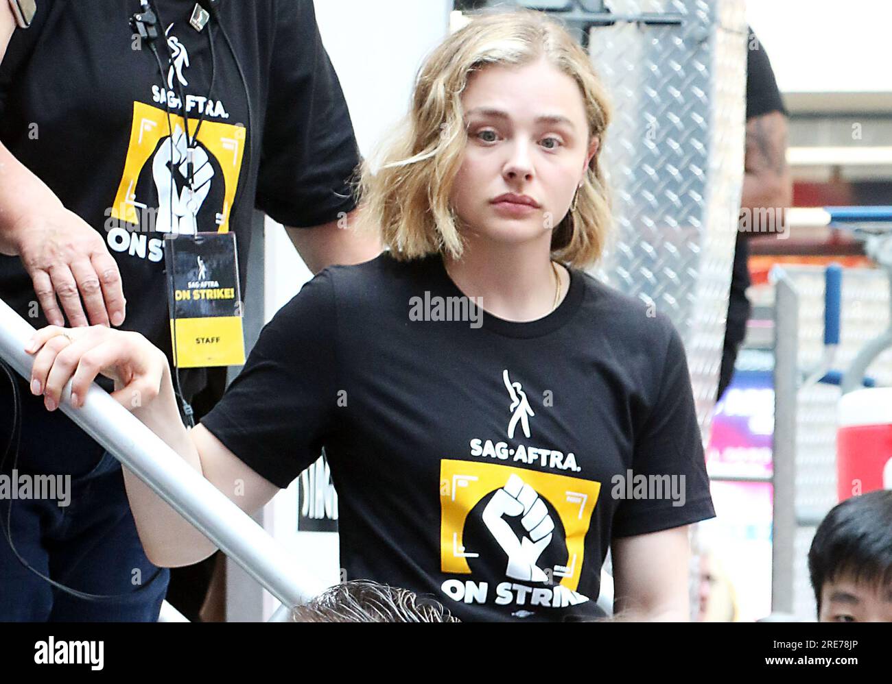 New York, NY, USA. 25th July, 2023. Chloe Grace Moretz at the SAG-AFTRA