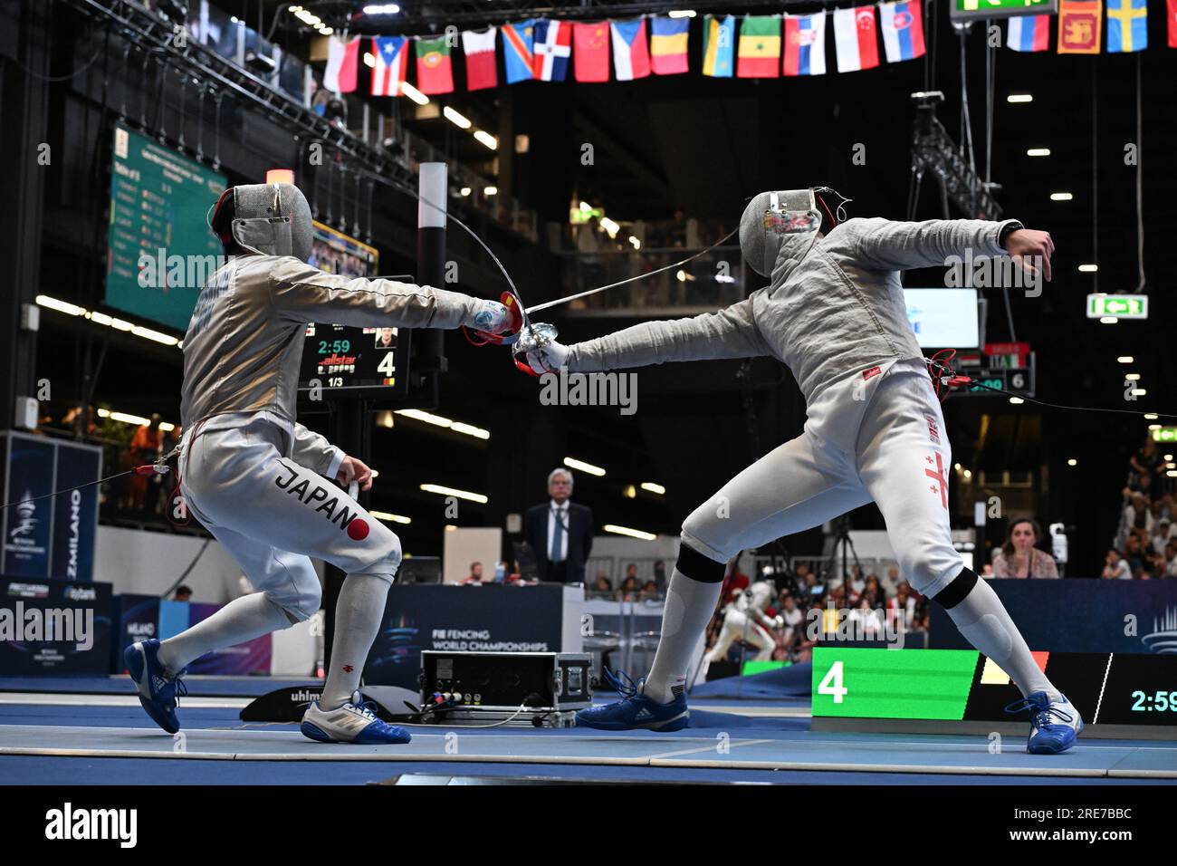 Kento Yoshida of Japan (L) fights against Sandro Bazadze of
