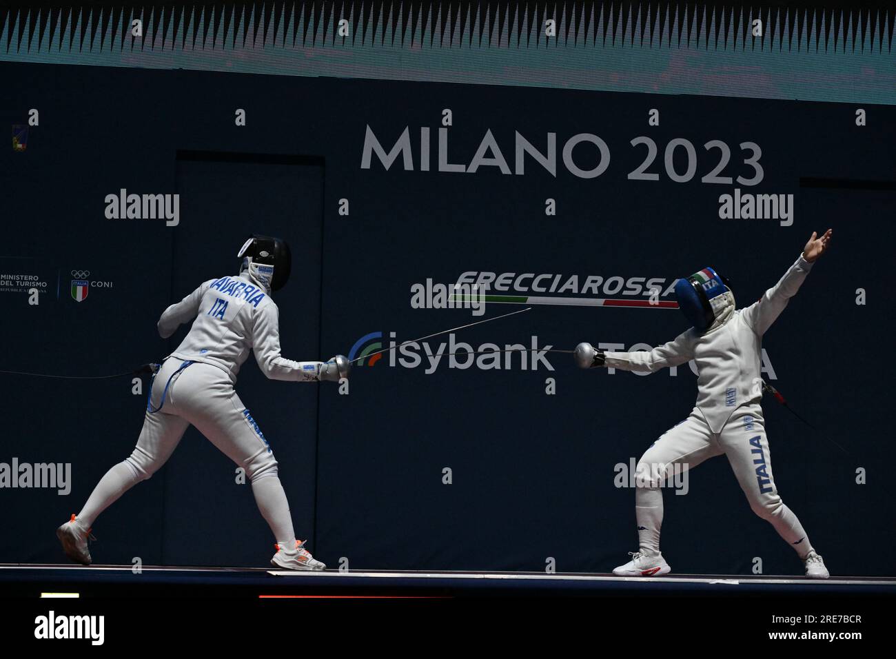 Mara Navarria (L) of Italy fights against Alberta Santuccio of Italy