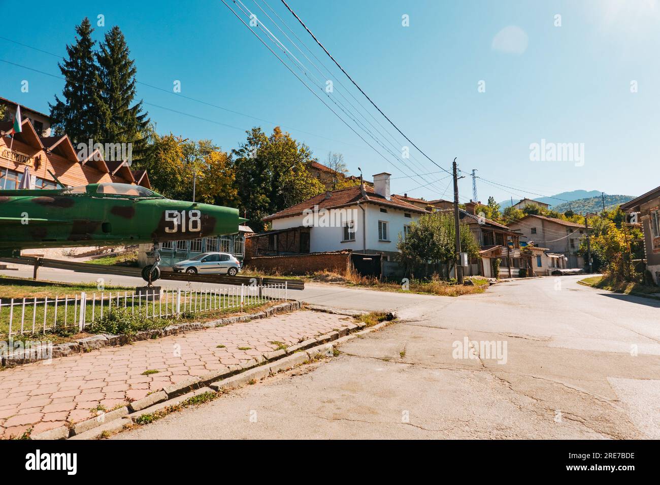 Mikoyan-Gurevich MiG-21 Fishbed C on public display in the small village of Raduil, rural Bulgaria Stock Photo