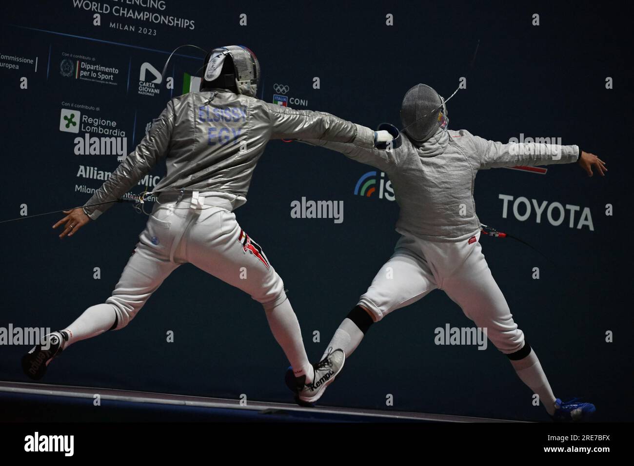 Sandro Bazadze of (R) fights against Ziad Elsissy of Egypt