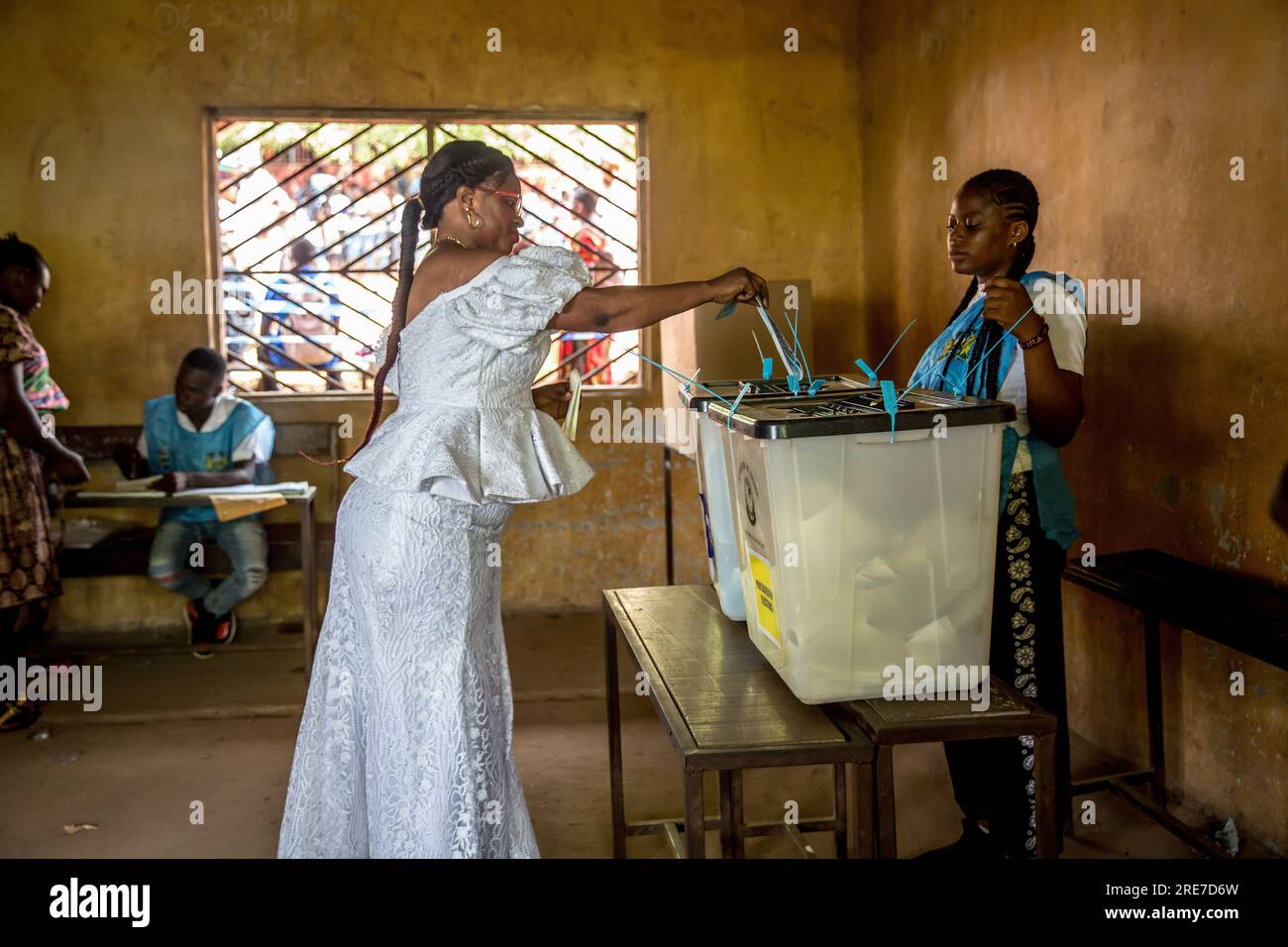 Freetown, Sierra Leone. 25th June, 2023. Marion Kamara, a first-time MP candidate for Freetown's Western Area Rural District, votes for herself in Sierra Leone's 2023 election. For the first time in its 2023 elections, the West African coastal country implemented a quota saying one third of all political candidates must be women. For the first time in its 2023 elections, the West African coastal country implemented a quota saying one-third of all political candidates must be women. Credit: SOPA Images Limited/Alamy Live News Stock Photo
