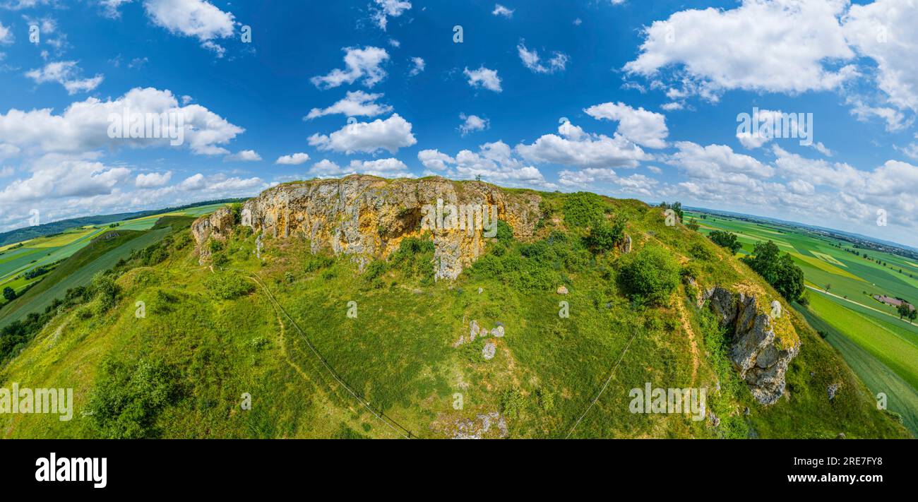 Abandoned quarry on the Goldberg near Kirchheim on the Nördlinger Ries, UNESCO global geopark Stock Photo
