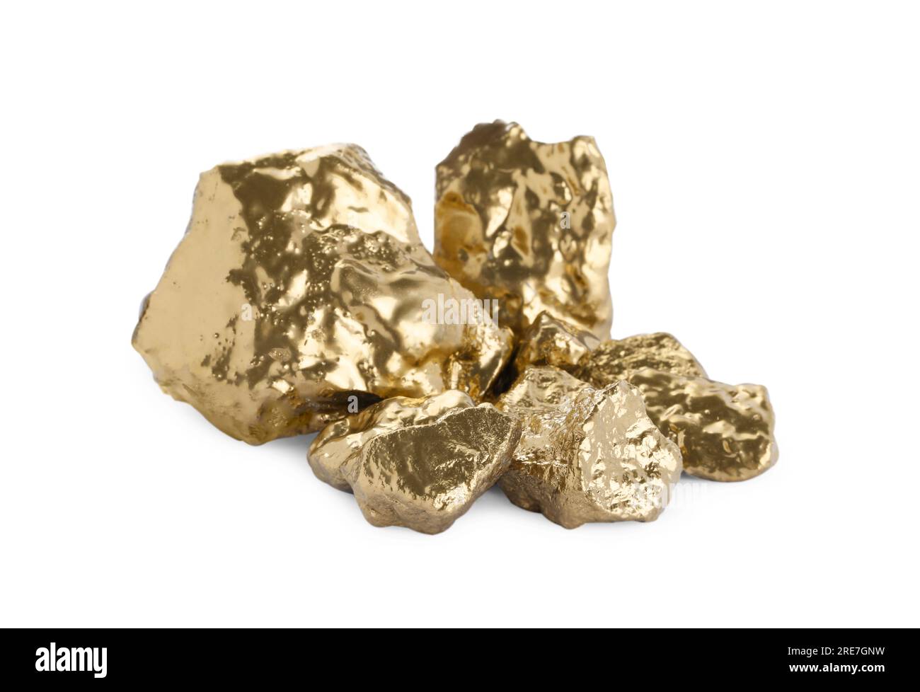 Pile of shiny gold nuggets on white background Stock Photo - Alamy