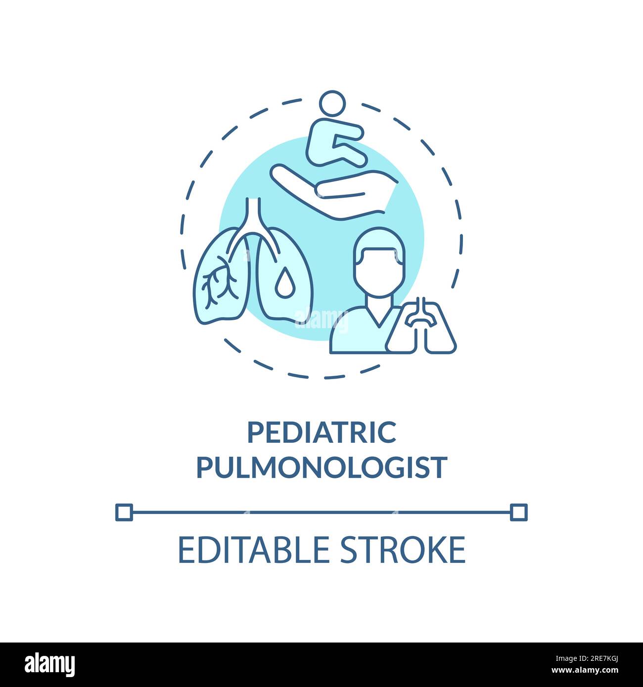 Pediatric pulmonologist turquoise concept icon Stock Vector