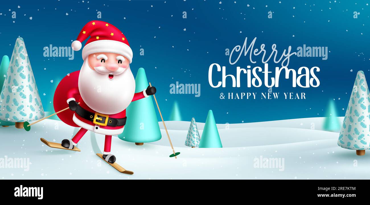 Merry chritsmas text vector design. Christmas greeting with santa claus ...