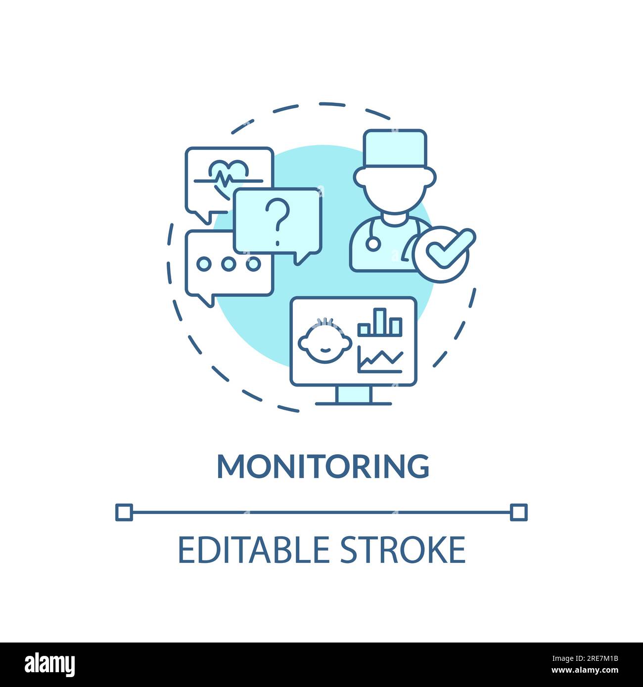Monitoring turquoise concept icon Stock Vector
