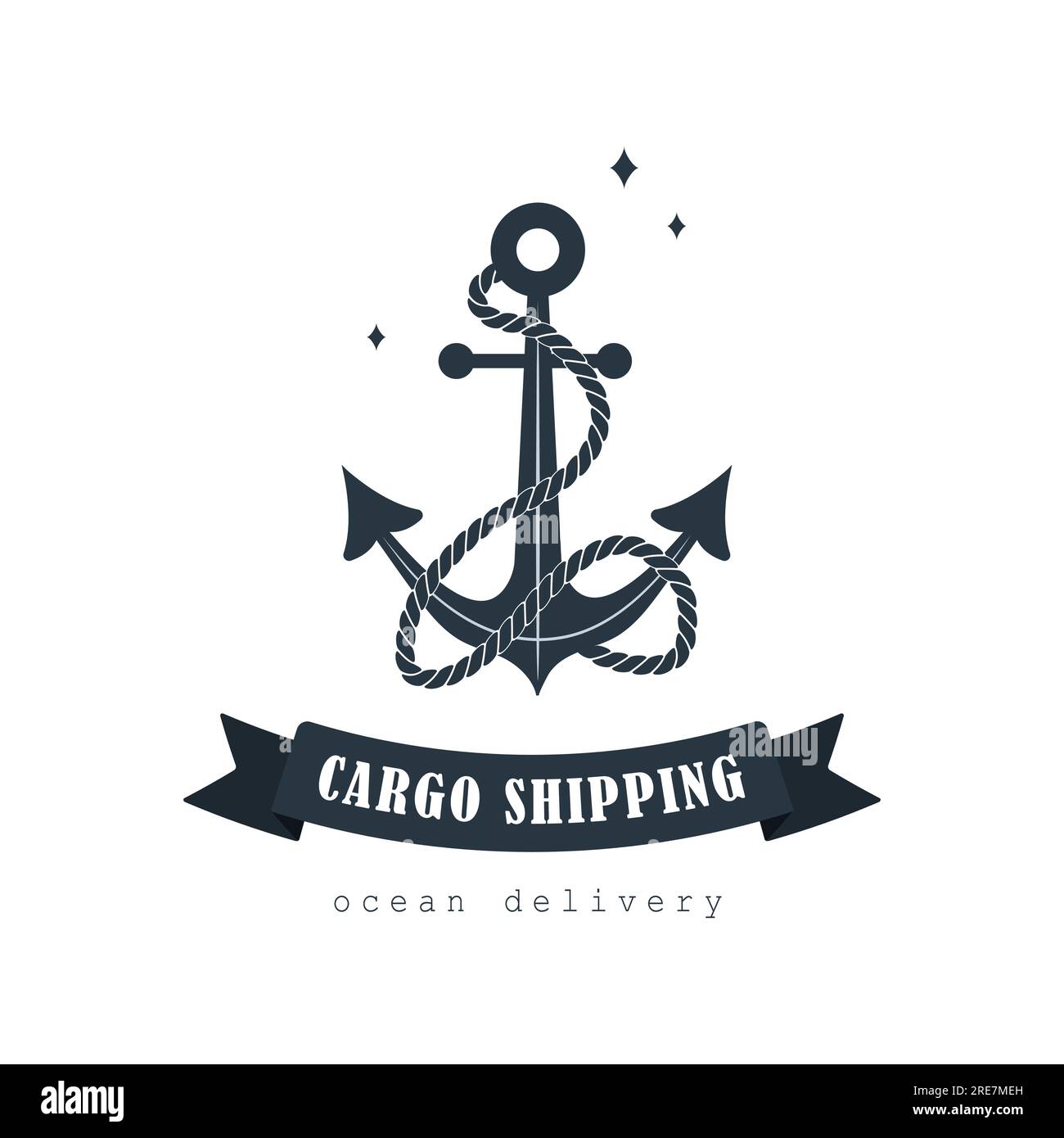 Cargo shipping logo. Ocean delivery. Sea freight transportation and