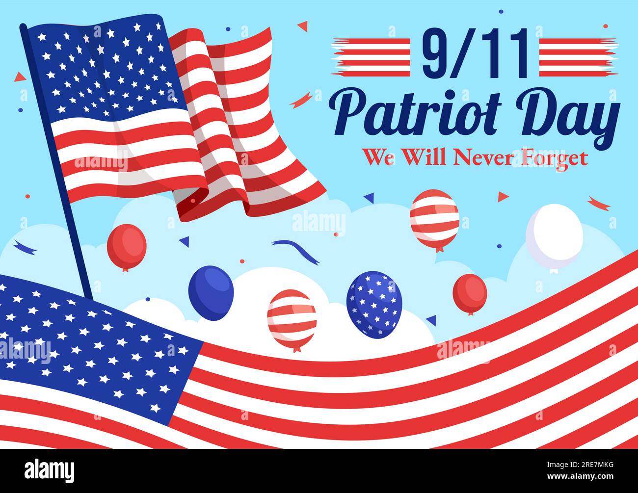 Happy USA Patriot Day Vector Illustration with United States Flag, 911 ...