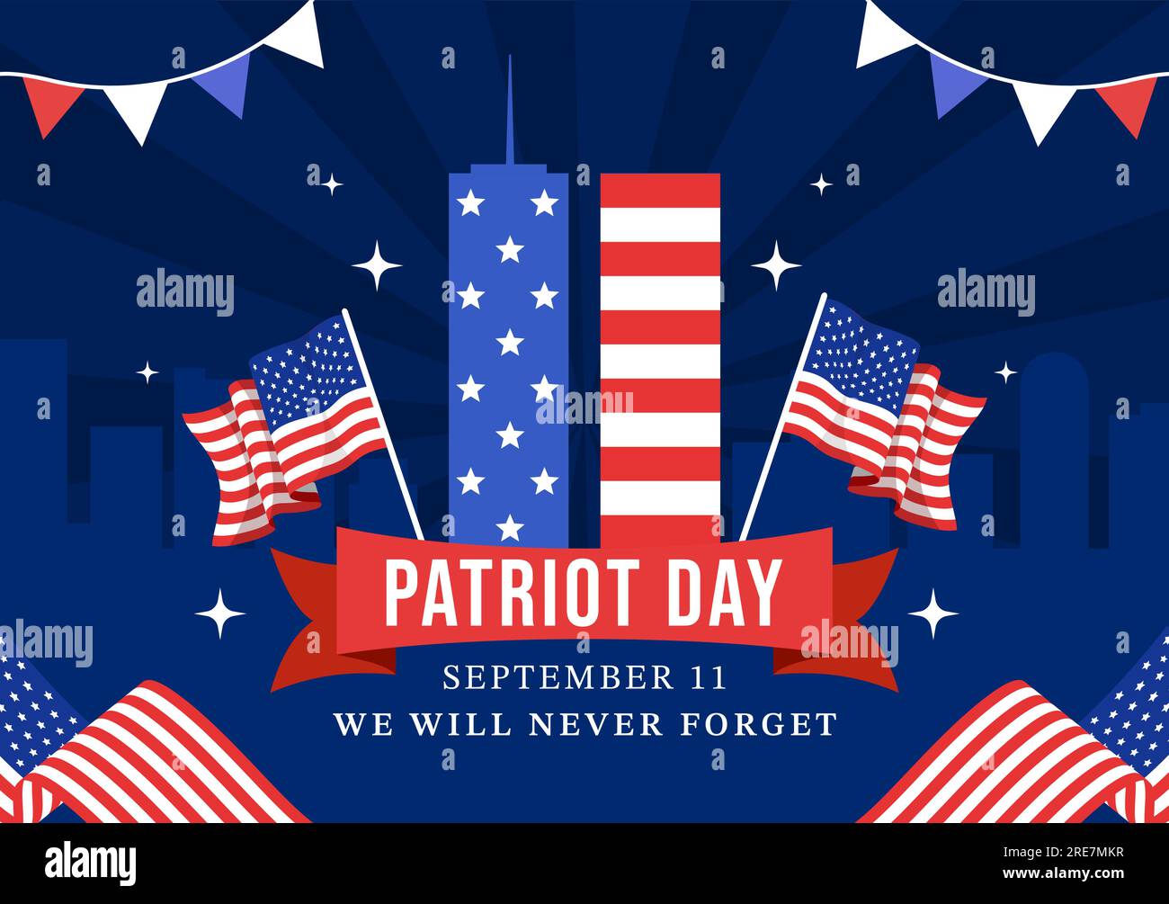 Happy USA Patriot Day Vector Illustration with United States Flag, 911 ...