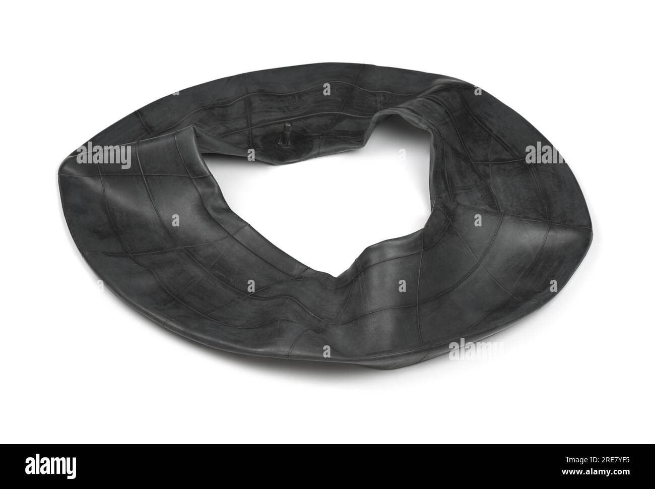 Black rubber car tire inner tube isolated on white Stock Photo