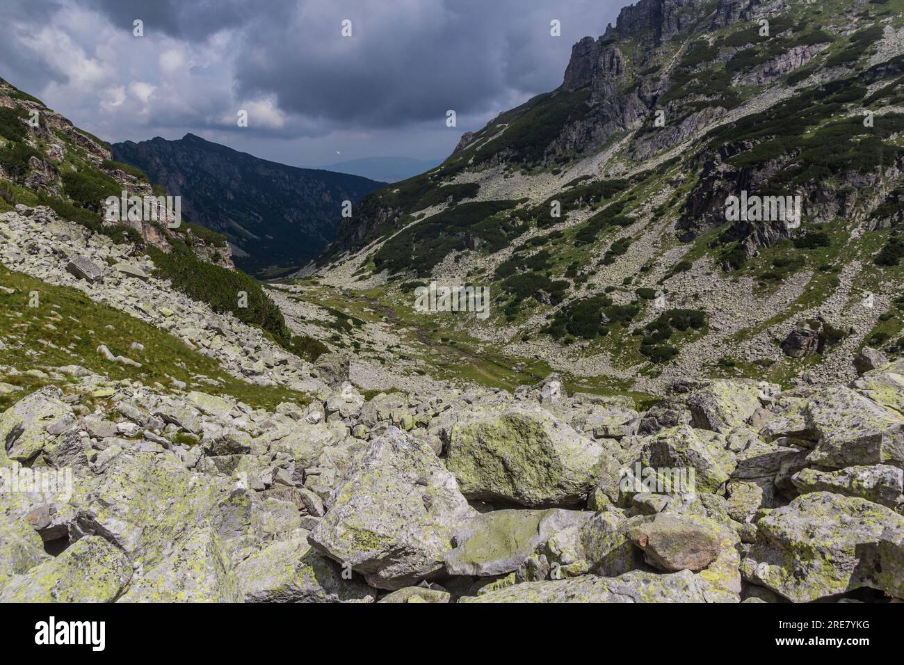 Valley under Malyovitsa peak in Rila mountains, Bulgaria Stock Photo