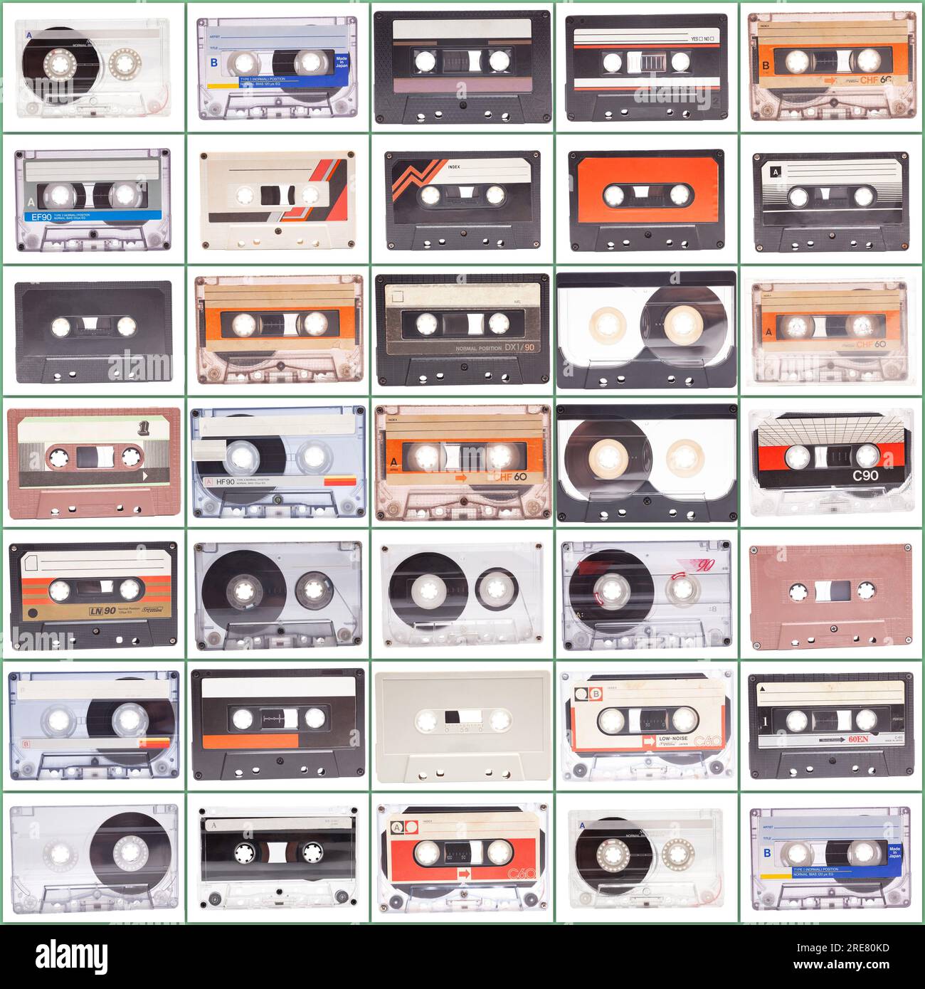 Collage of various vintage audio cassettes tapes Stock Photo Alamy