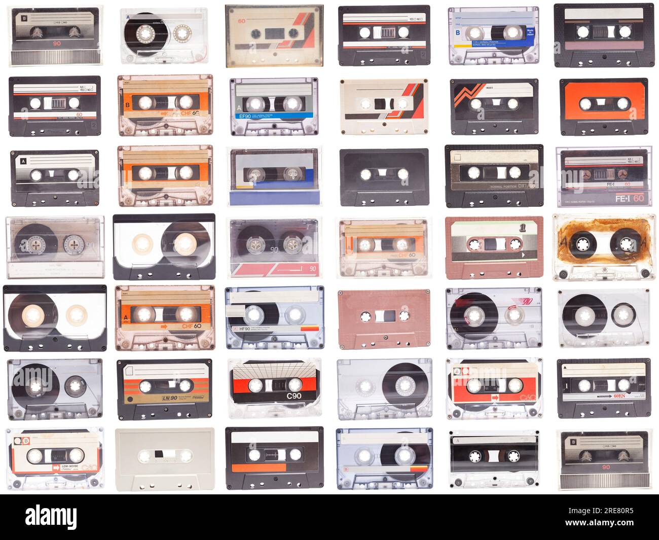 Collage of various vintage audio cassettes tapes Stock Photo Alamy